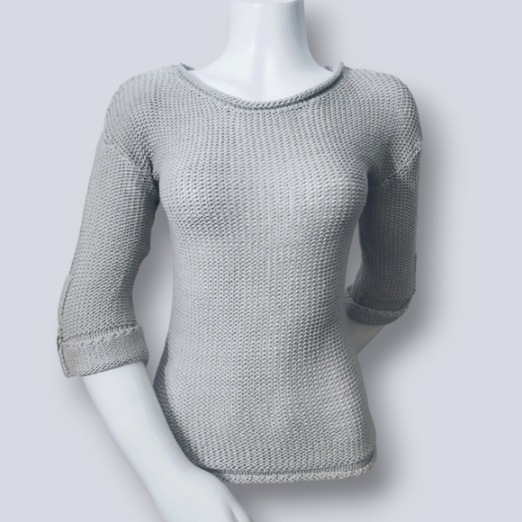 Vintage Y2K Grunge Cable Knit Light Grey Sweater - Picture 1 of 16